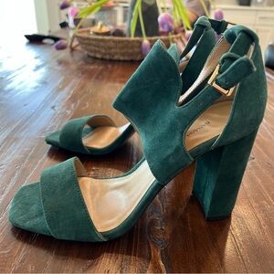Banana Republic Green Suede Heels with Chunky Heel